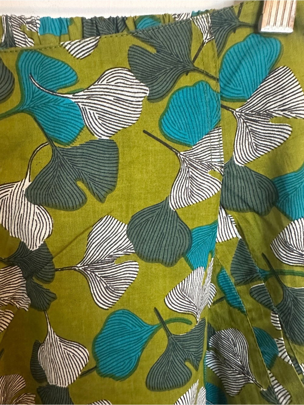 Apsara Barrel Leg Ginkgo Leaf Cotton Pant Trouser Artsy Boho - Picture 4 of 7